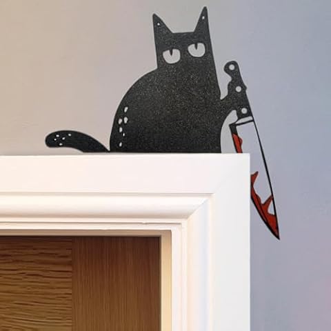 Cat Decor Gifts for Cat Lover Black Funny Door Decorations for Women Wall Frame Topper Furniture Cover