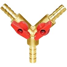 Joywayus 3/8" Hose Barb, Y shaped Type 3 way Union Intersection/Split Brass Shut off Ball Valve Fitting