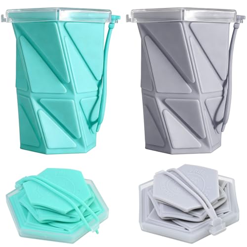 Daleweo Lot de 2 Gobelet Pliable avec Couvercle en Plastique Verre Pliable de Voyage 260 Ml Tasse en Silicone Gobelet Retractable pour Pique-Nique, Camping,...