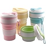 ZQZXD 4-Pack Collapsible Cup Reusable – 12oz Leakproof Travel Coffee Mug, Silicone, Foldable & Portable for Hiking, Camping, Office | Lightweight, Heat-Resistant, Easy to Clean, Outdoor & Travel Cup