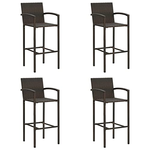 vidaXL 4X Tabourets de Bar Fauteuils de Comptoir Sièges de Pub Tabourets de Comptoir Fauteuils de Pub Sièges de Bistro Marron Résine Tressée
