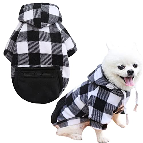 Aeitpet Hunde Warm Hoodie Hundepullover mit Mütze Tasche, Winter Hundepulli Hundekleidung Wintermantel Pullover Kleidung für Kleine Mittlerer Hund Cover