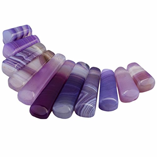 TUMBEELLUWA Craft Beads for Jewelry Making,Top Drilled Stone Loose Beads,11Pcs/Set, Purple Striped Agate