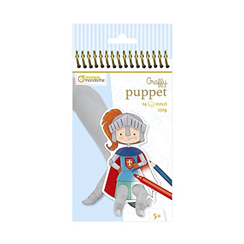 Avenue Mandarine (Black/White) Graffy Dragons and Knights Theme Colour Your Own Finger Puppets, 16.0 x 10.0 x 1.0 cm