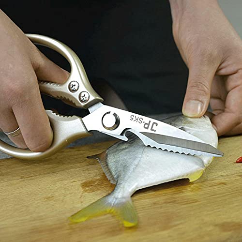 Jiameiyi Kitchen Scissors, Multifunctional Stainless Steel Kitchen Shears Heavy Duty Culinary Household Scissors For Chicken, Meat, Seafood, Bbq, Vegetables, Herbs, Bottle Opener, Nutcracker, Champ #TOP6
