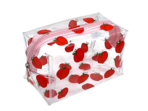 ZMZZ Cute makeup bag, transparent portable makeup bag, waterproof toiletries storage bag, large capacity pen bag (peach)