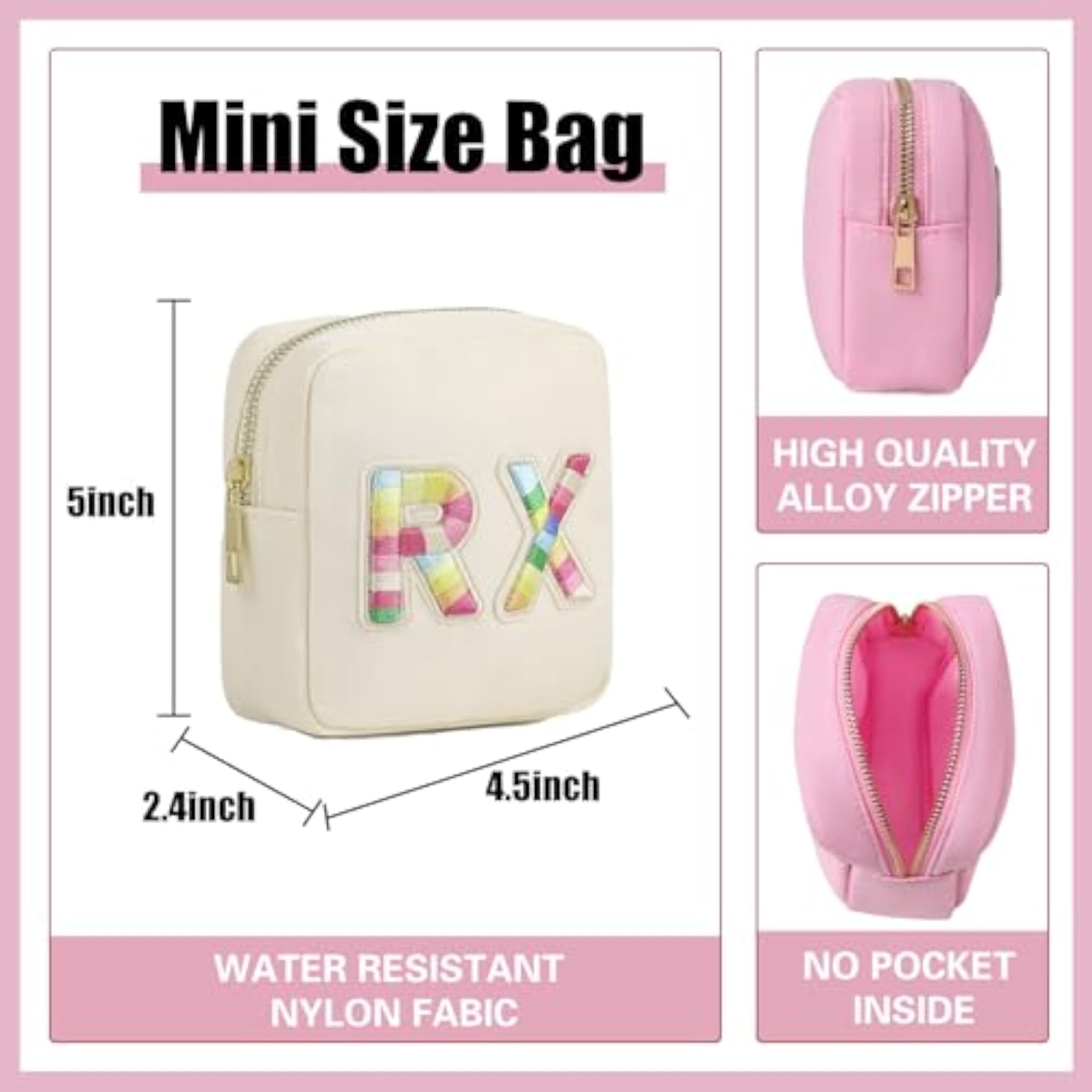 Personalized Small Nylon Cosmetic Bag for Women