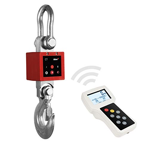 GRAM C7 (3T) Dinamómetro Báscula Gancho Pesador/Display LCD/Control remoto 100 metros/Opción impresora/Batería recargable/Resistencia peso industrial Cover