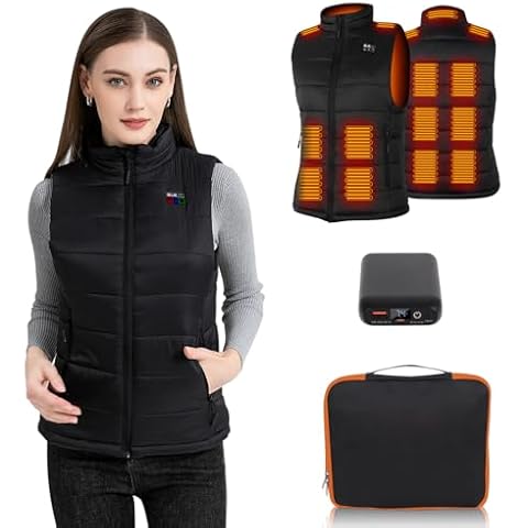 BIAL Heated Gilet Womens, Heated Vest Women with 7.4V Fast Charging 16000mAh Battery Pack, Heated clothes Lightweight Body Warmer Heated Jacket Electric Heated Waistcoat for Ladies Women Cover