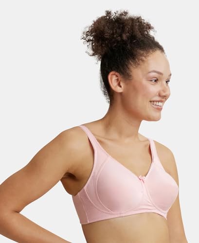 Image of Jockey ES13 Women Wirefree Non Padded Super Combed Cotton Elastane Stretch Full Coverage Plus Size Bra with Side Panel Support