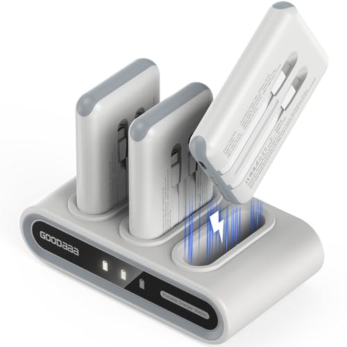 GOODaaa Portable Charger, 3-Pack 10000mAh Slim Power Bank Built in Cables, 3…
