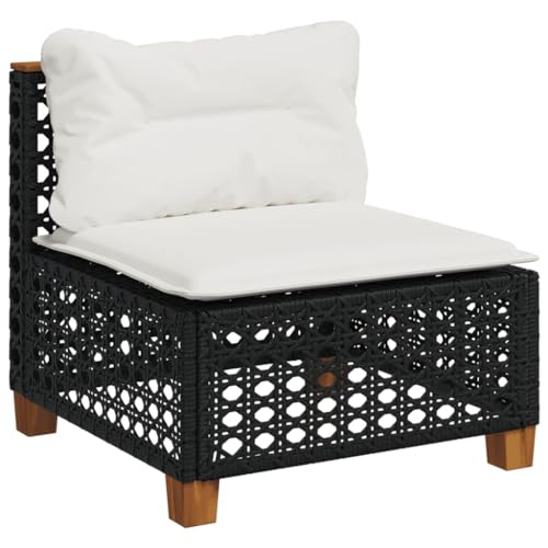 Faroom Gartensofa Rattan Balkon Sofa 3 Sitzer Lounge Sofa Outdoor Rattansofa 3er Balkon Lounge Klein Balkonmöbel Couch Gartensofa ohne Armlehnen Polyrattan Schwarz