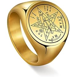 Anillo De Salomón Original Dreamtimes Vintage Tetragrammaton Viking Rings Wahyeh Magical Beato Pentagrama de Salomón Amuleto Anillo Punk de Acero Inoxidable