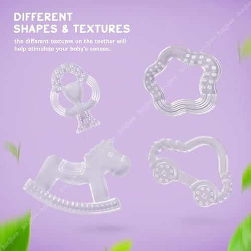 Image of Baybee Natural Silicone Teething Toy for Babies 3-24 Months | Soft Safe Baby Chew Teether | Gum Soothing Stick | Non-Toxic Food Grade, BPA-Free Teether for Baby |Lightweight Infant Teething Relief Toy