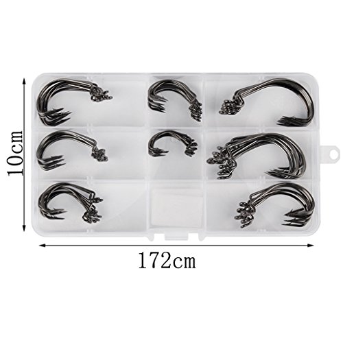 YIJU 80pcs Ganchos para Gabarito de Pesca com Orifício Caixa de Equipamento de Pesca 8 Tamanhos em a
