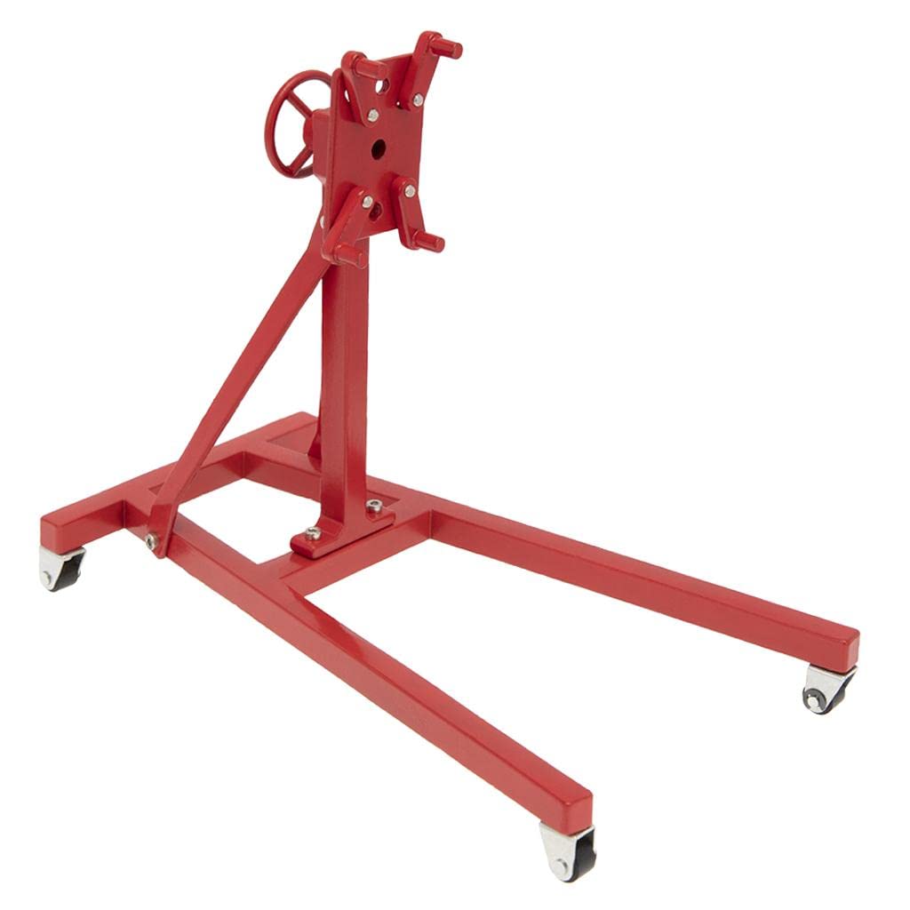 Sharplace Rotatable Simulated Stainless Steel V8 Motor Engine Flip Maintenance Repair Bracket Stand Lightweight Accessory, red