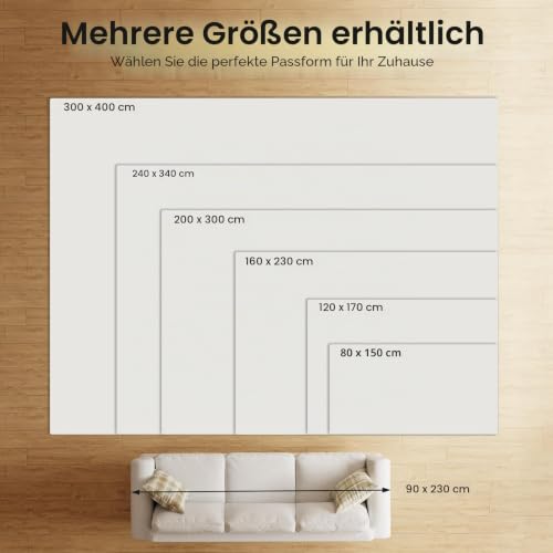 HOMFINE Teppich Wohnzimmer 120x170cm Vintage Waschbar Beige Braun – Ansicht 9