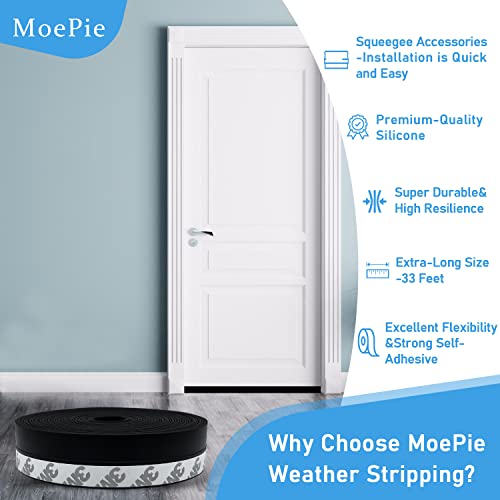 Moepie Weather Stripping, Seal Strip Door Tape -33 Feet, Weather Stripping, Sealing Strip Tape For Doors, Windows And Shower Glass Gaps-Black(Width-25Mm) #TOP1