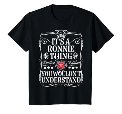 Ronnie Name Its A Ronnie Thing You Wouldn't Understand T-Shirt, Youth, Black, Large