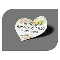 CrisPhy Adesivi Personalizzati Per Matrimonio Con Nome E Data - 116 Etichette Cuore Per Bomboniere, Inviti, Barattoli E Candy Bar