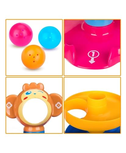 Image of Niku Ramp Roll Ball Drop and Roll Swirling Tower for Kids Baby Girls | 3 Rattle Balls BPA Free Non Toxic Material| StackToy for Kids (Roll Ball)