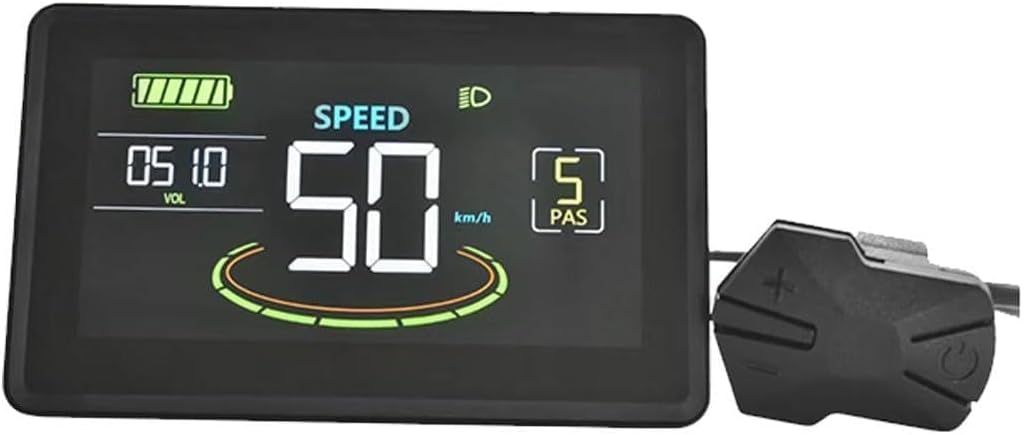 H6C Electric Bike LCD Display Meter 24V-60V E Scooter LCD Panel Color Screen with USB UART for Electric Bike Accessories (5PIN)