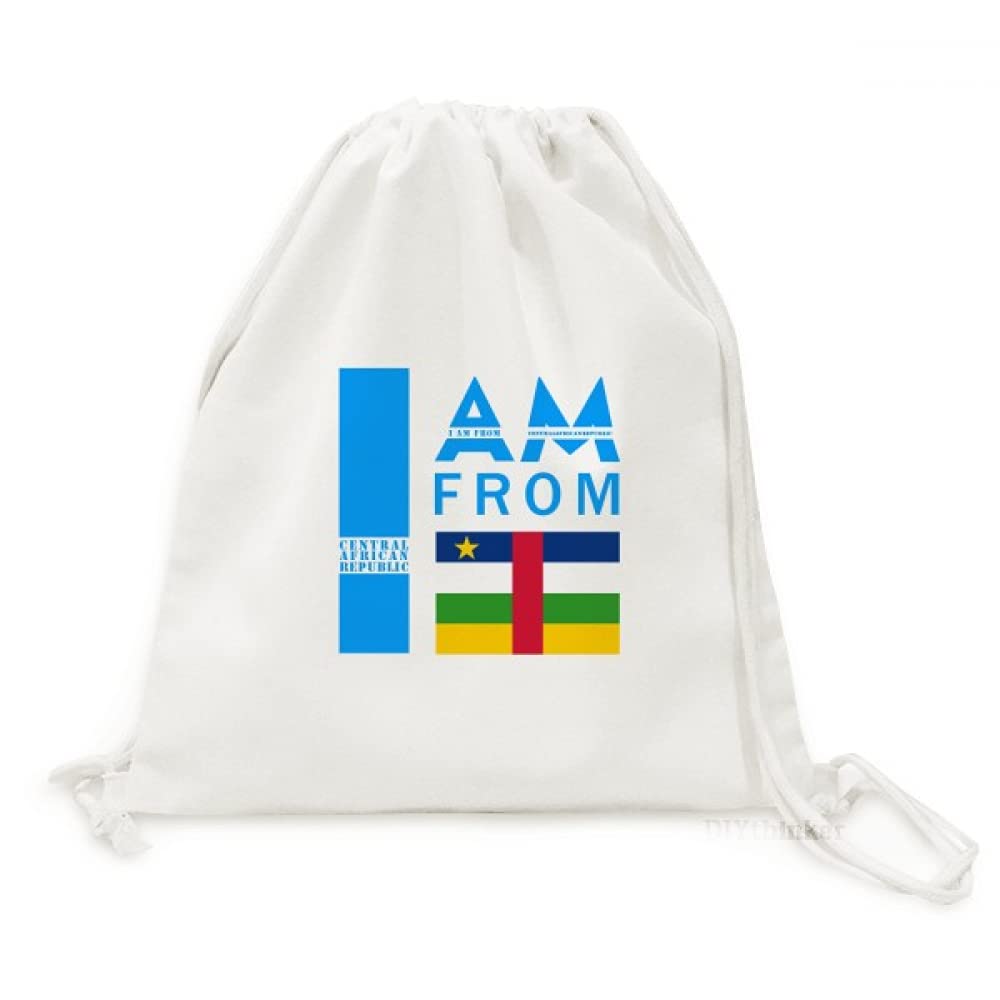 I Am From Central African Republic Backpack Canvas Drawstring Bag Shopping Travel
