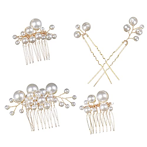 WRITWAA 5個点 結婚式用パールヘアコーム ブライダル髪飾り 珍珠?簪 に優