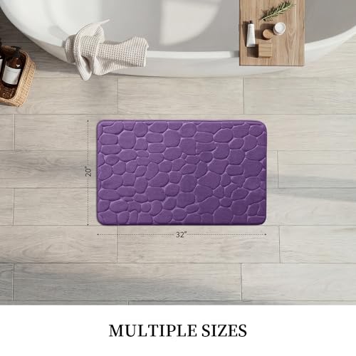 YIHOUSE Memory Foam Bath Mat Cobblestone Bathroom Rugs Super Water Absorbent Bath Mats for Bathroom Machine Washable Bath Rugs(20 x 32,Eggplant) - image 2