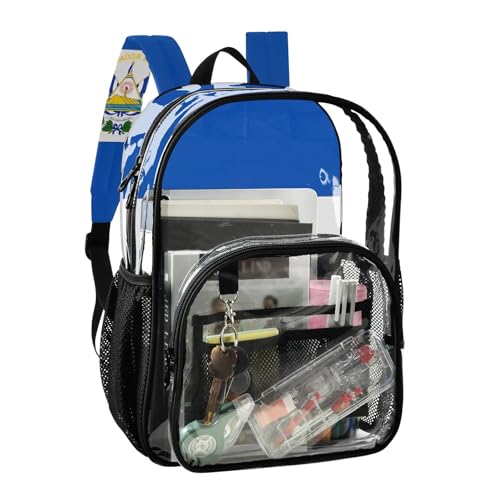 Clear Bag for Women Travel El Salvador Flag Girls Backpack Kids Boys Approved See through Bag2