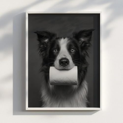 Affiche papier toilette chien rigolo grand format toile deco murale