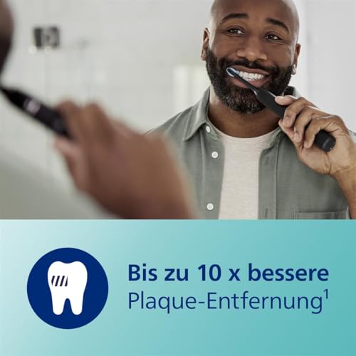 Philips Sonicare DiamondClean 9000 elektrische Zahnbürste, Schallzahnbürste mit App, Andruckkontrolle, 4 Putzmodi, 3 Intensitätsstufen, Ladeglas, Schwarz, Zweierpack, HX9914/54 – Bild 3