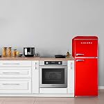 Galanz GLR46TRDER Mini Réfrigérateur avec double porte, thermostat mécanique réglable avec congélateur, 4.6 Cu FT, rouge