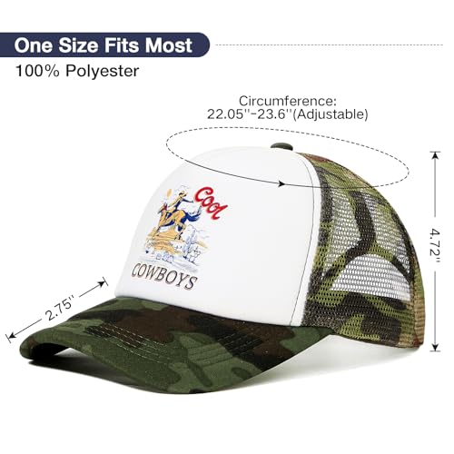 Image of Vintage Trucker Hats Men Women Funny Cute Cowboys Trucker Hats Country Caps Adjustable Snapback Retro Trendy
