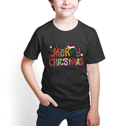 Image of Merry Christmas Family Shirts Plus Size Tops Couple Outfit Tee Parent-Child Short Sleeves Christmas Top
