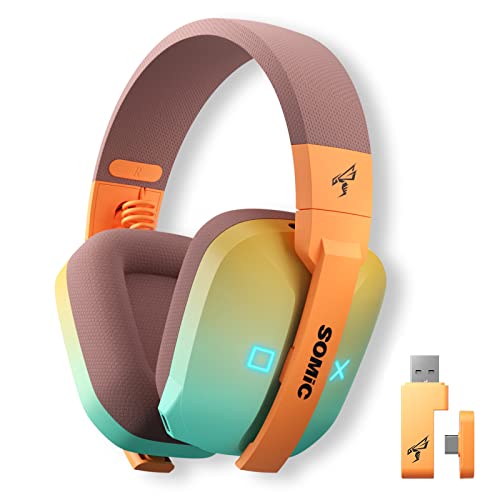 Somic G810 Wireless Headset 2.4G Low Latency Headset For Pc Ps4 Ps5 Laptop, Bluetooth 5.2 Wireless Headphones With Built-In Mic, 50H Playtime, Rgb Light Foldable For Tv (Xbox Only Work In Wired Mode) #TOP27