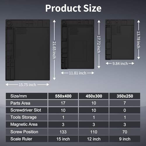 image for STREBITO Soldering Mat Large, Repair Mat Heat Resistant 932°F, Silico