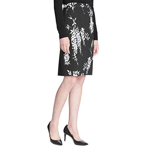 Calvin Klein Womens Floral Pencil Skirt, Black, 14