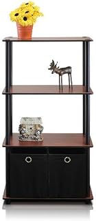 Furinno NW889DC/BK Go Green 4-Tier Multipurpose Storage Rack w/Bins, Dark Cherry/Black