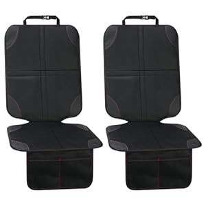 HDRNT Kindersitzunterlage Lsofix 2 Stück mit Mehreren Taschen aus Oxford Stoff für Autositz Schutz und Unterstützung ideal für Kinder