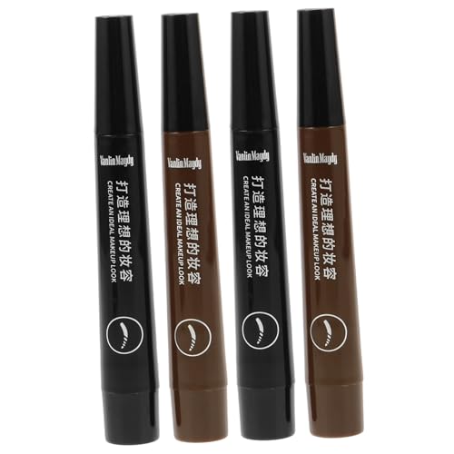 minkissy 4 Piezas Lápiz de cejas de cuatro puntas Gel peca lápiz de cejas marrón medio equipo kit de tinte de cejas esenciales para cruceros pluma de cejas microblading líquido Black