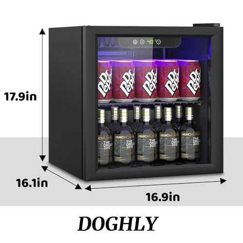 Image of DOGHLY 1.3 Cu.ft Beverage Refrigerator Cooler, 60 Cans Mini Fridge with Glass Door, and Temperature controllable switch for Soda, Beer or Wine For Office or Bar with Removable Shelves