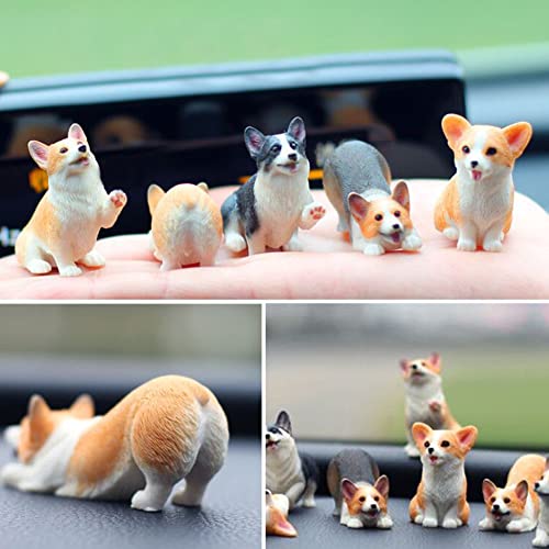 Juego 3 piezas figuras de resina Corgi amarillo miniatura 3