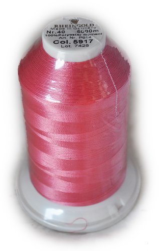 Hilo de poliéster Rheingold No. 40, rosa pálido, cono comercial para bordado, 5000 m miniatura 1