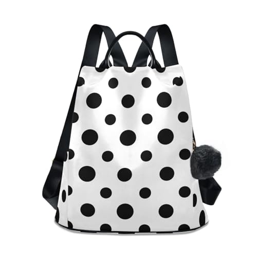 Sac à dos noir à pois blancs femme avec sac à bandoulière polyvalent