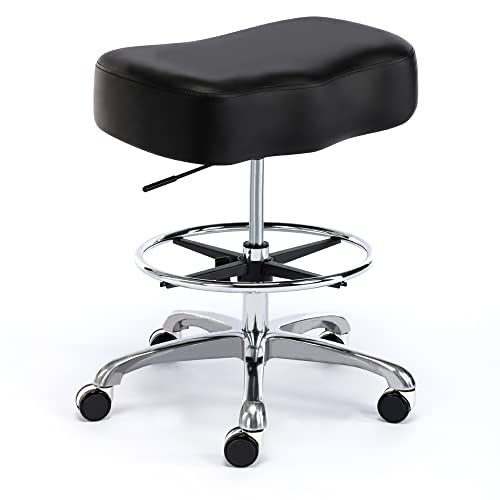 DR.LOMILOMI Pneumatic Swivel Rolling Stool 504 with Adjustable Foot Ring for Clinic SPA Tattoo and Home - Kalea