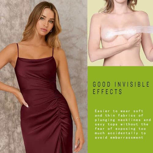 Transparent Breast Lift Tape and 10 Pcs Lace Petal Backless Nipple Cover Set,Fashion Medical Athletic Body Boop Push Up bob Tape Invisible boobtape Bra for Big Breas and Women Dresses or Clothes4