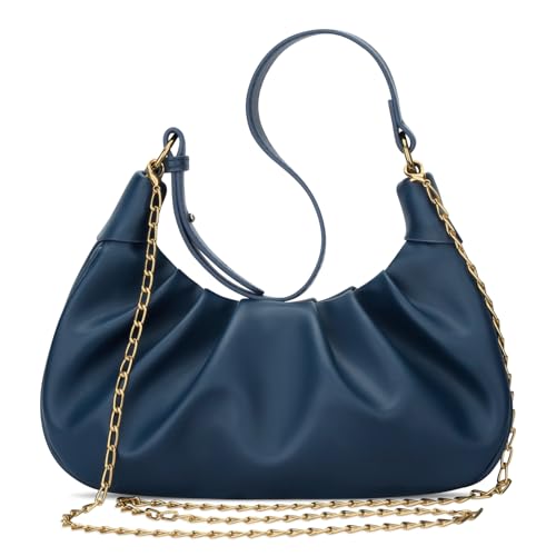 Image of KKXIU Shoulder Bag Crescent Handbag Ruched Purse Underarm Bag Mini Hobo for Women