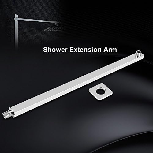 Braccio doccia 60, cromato quadrato, braccio per doccia, braccio di estensione, per il bagno, braccio di prolunga, 1 m, tubo doccia quadrato in acciaio inox