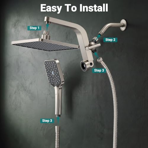 KOSNEW 12" Rainfall Shower Head & Handheld Combo (various) - image 8